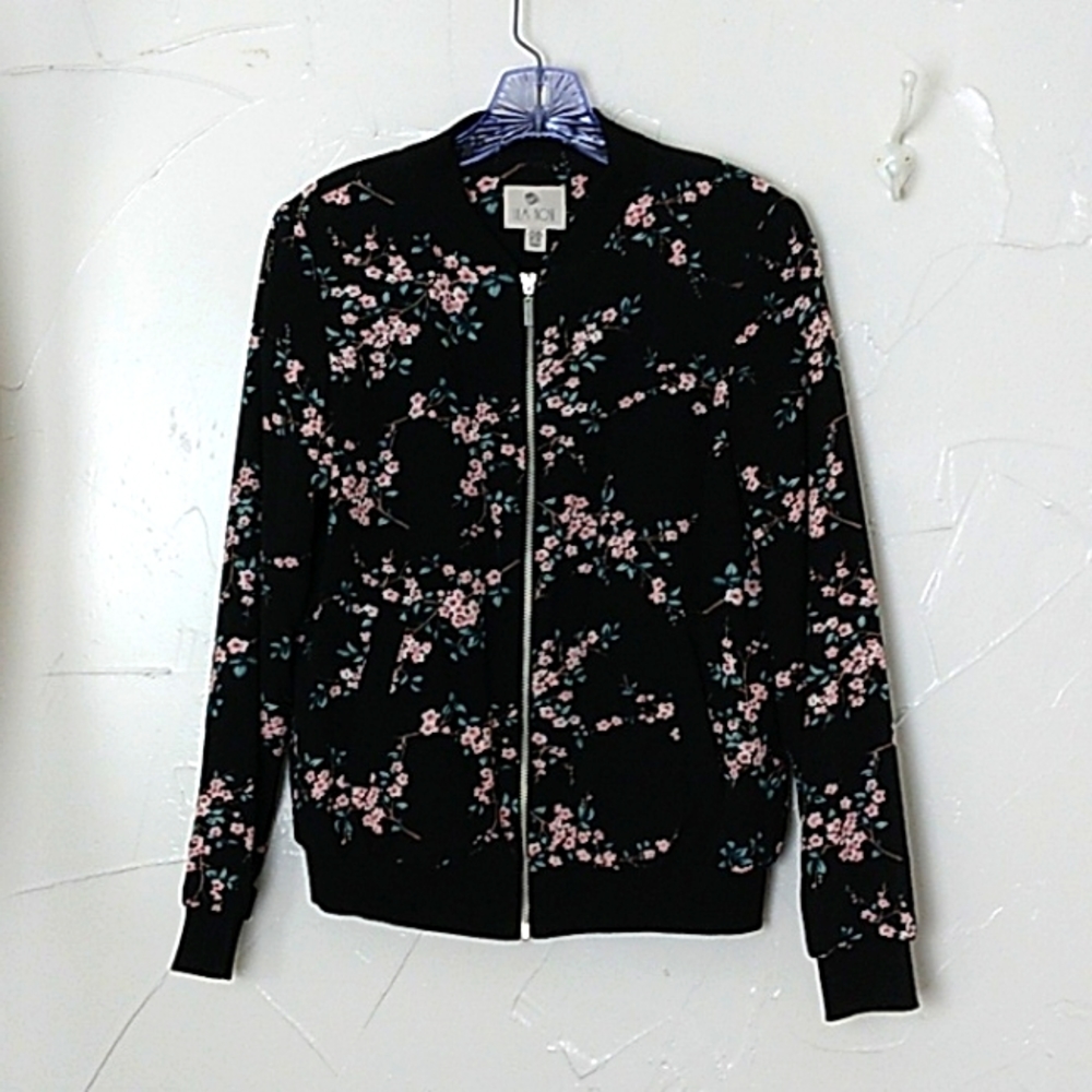 Y2K Floral Cherry Blossom Bomber Jacket XS Cottagecore Whimsigoth Gardengirl